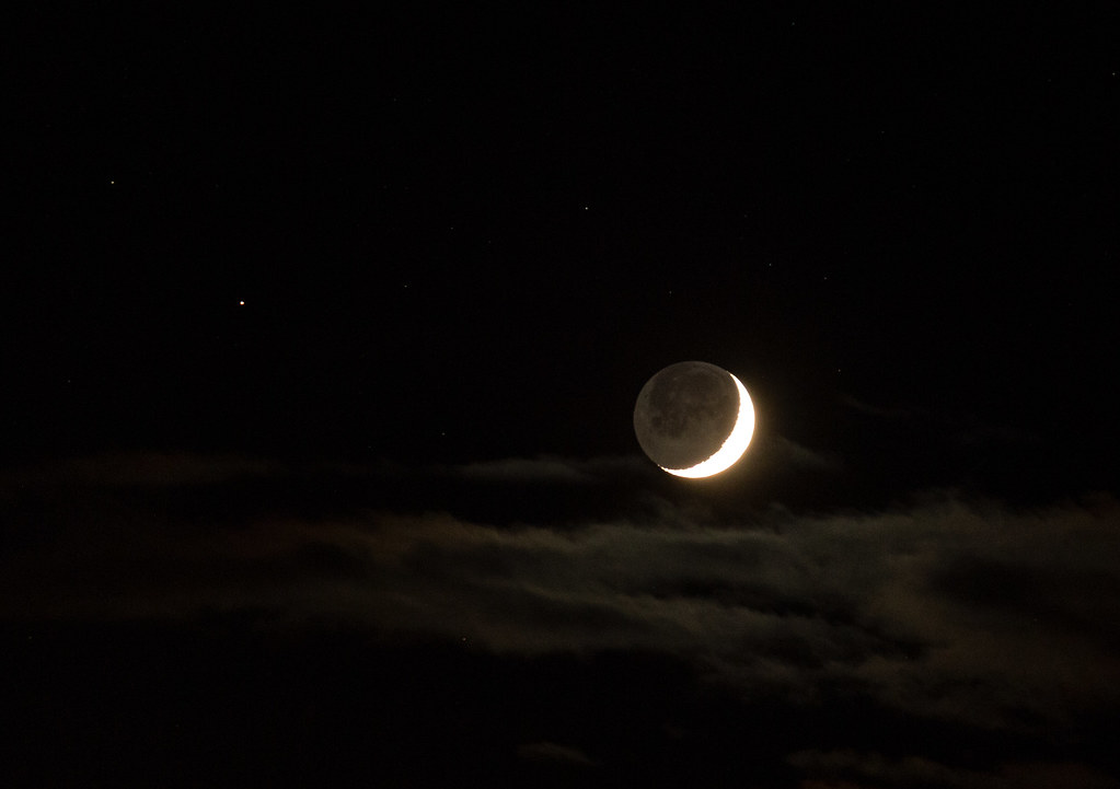 Marte y la Luna captados desde Terranova y Labrador, Canadá
