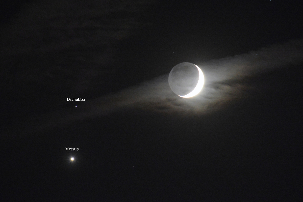 Foto de la Luna y Venus tomada desde Yunquera, Málaga