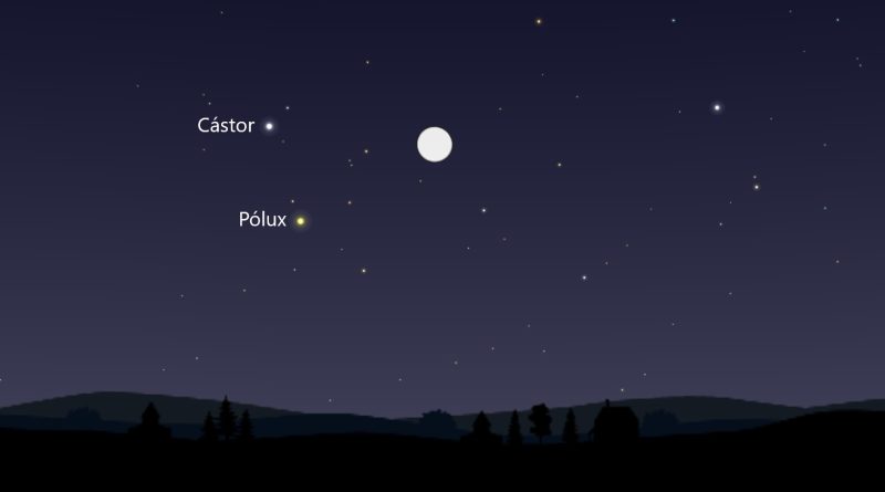 Esta noche se podrá observar la conjunción de la Luna y las estrellas Pólux y Cástor