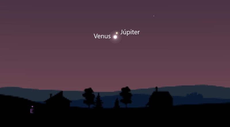 La aproximación máxima entre Venus y Júpiter se producirá antes del amanecer del 1 de mayo